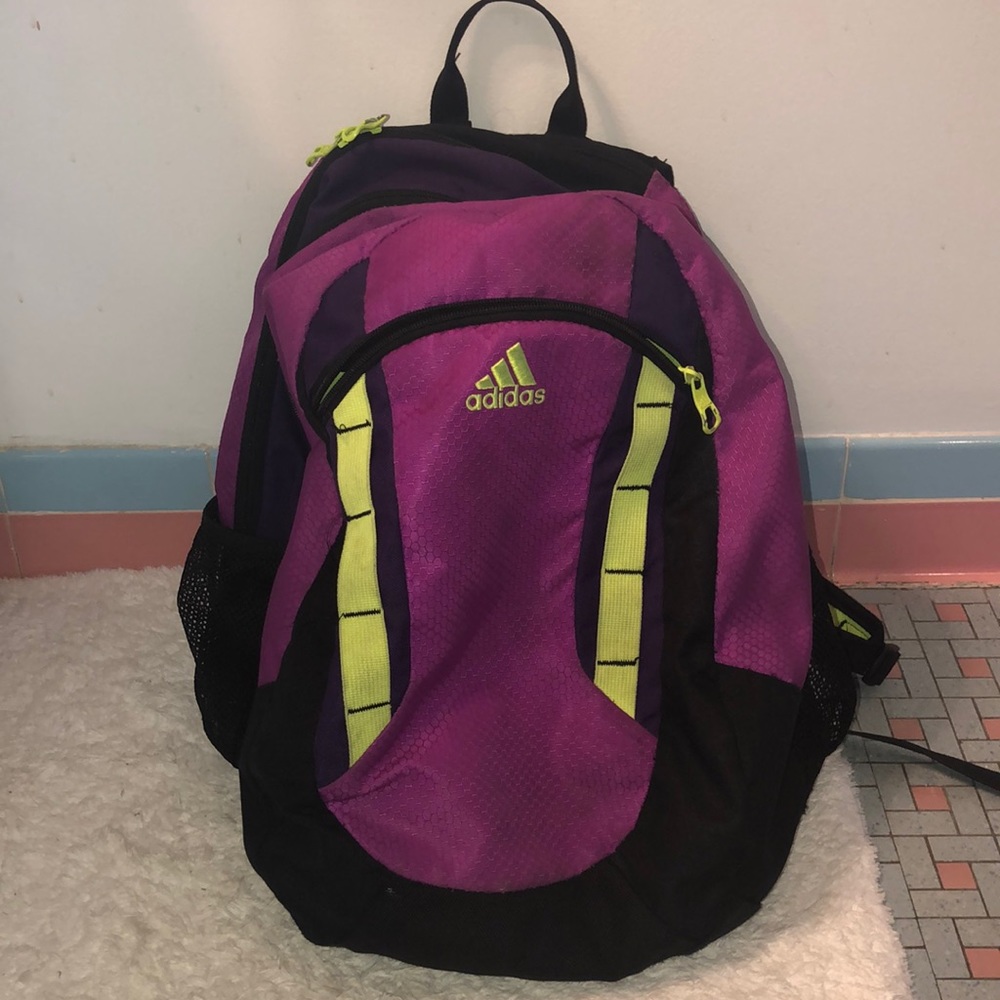 Adidas Purple and Green Backpack